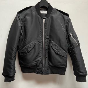 Saint Laurent Classic Bomber Jacket Black Satin